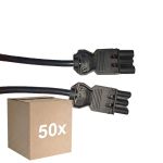 Mehrfachpackung 50x Noxion GST - Kompatibel Verlängerungskabel Schwarz - Männlich + Weiblich - 2m - 3 pole 1,5mm2