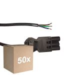 Mehrfachpackung 50x Noxion GST - Kompatibel Versorgungskabel Schwarz - Männlich + Offene Enden - 2m - 3 pole 0,75mm2