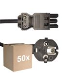 Mehrfachpackung 50x Noxion GST - Kompatibel Versorgungskabel Schwarz - Weiblich + Schuko Europlug - 3m - 3 pole 0.75mm2