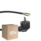 Mehrfachpackung 50x Noxion Power Versorgungskabel Schwarz - Schuko Europlug + Offene Enden - 2m - 3 pole 0,75mm2